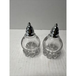 Vintage Imperial Glass Candlewick Round Bubble Salt & Pepper Shaker Set MCM